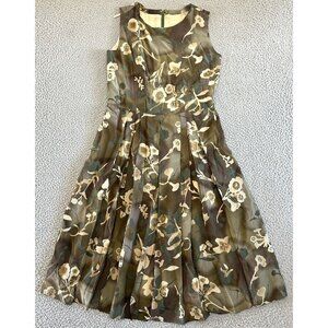 Vintage Gibson Bayh Silk Dress Pleated Midi Earthtones Lined Gumps San